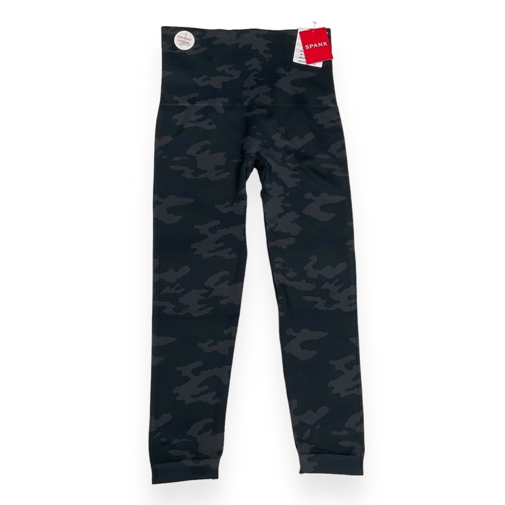 Spanx Leggings Womens XS/Small Black Camouflage LAMN Crop Compression NWT $68
